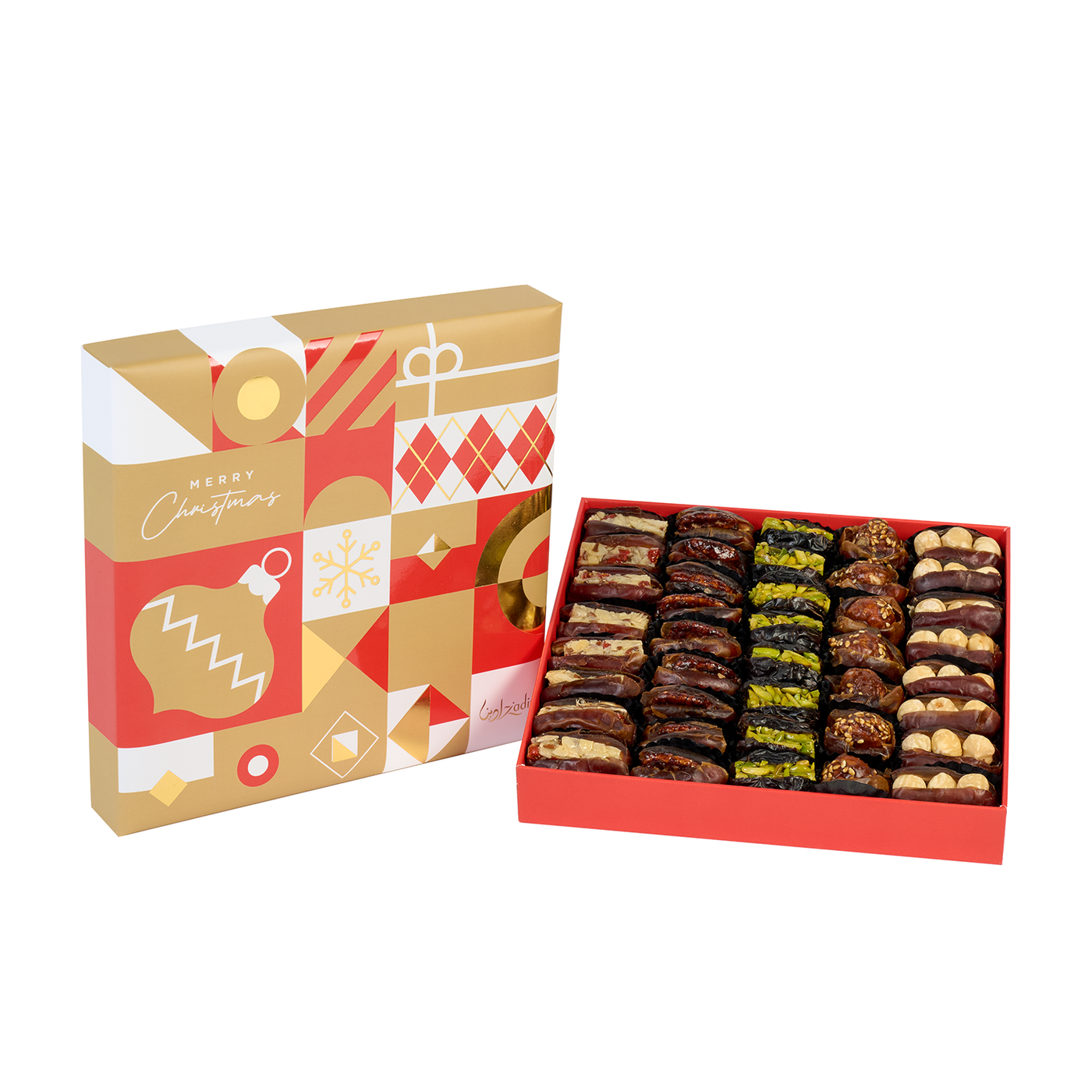 Season’s Greeting Christmas Box with Assorted stuffed dates – 650g