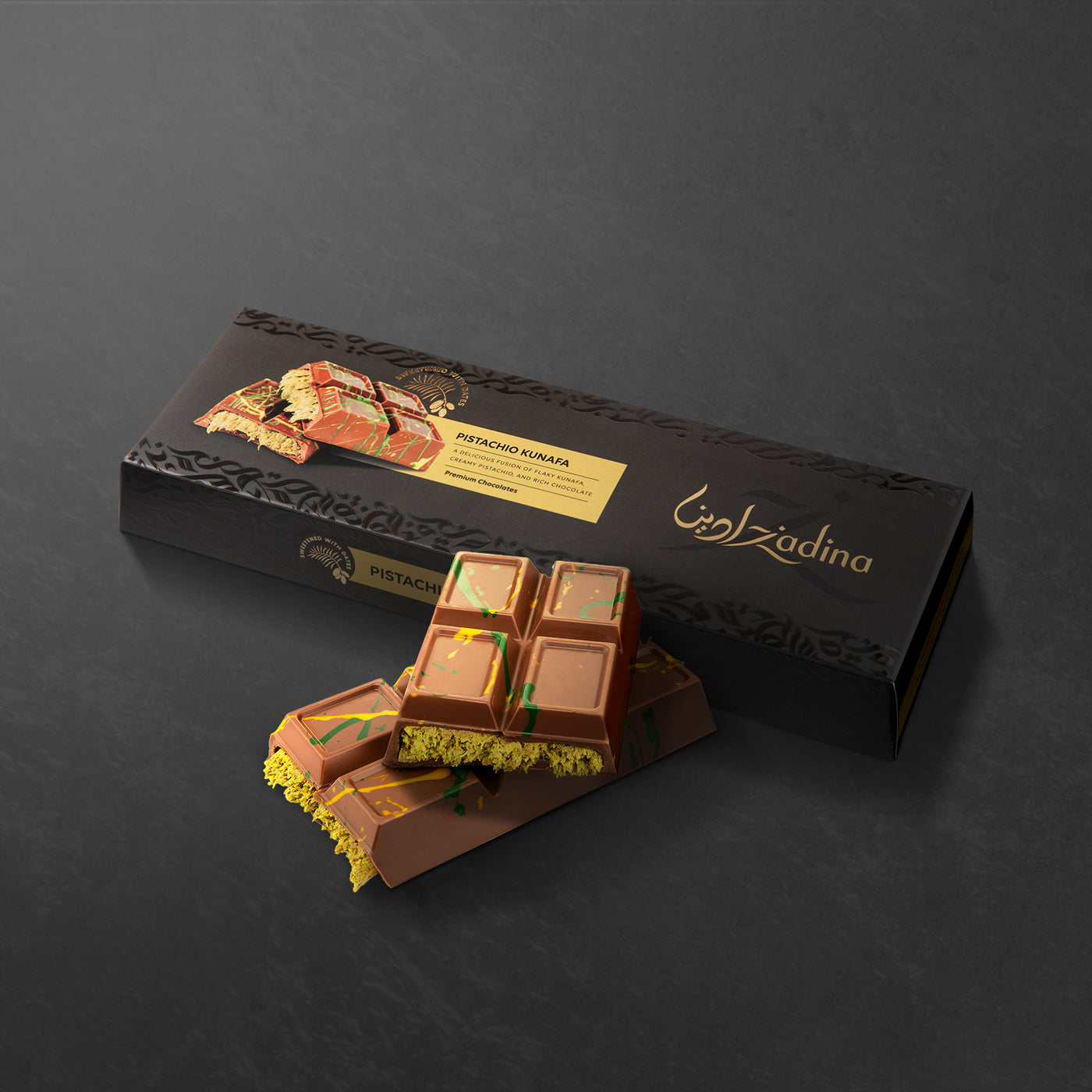 Jumbo Date Sweetened Pistachio Kunafa Chocolate Bar - 470g